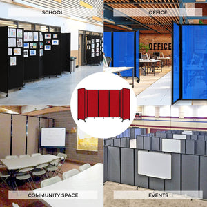 Room Divider 360° Folding Portable Partition with Acoustical Fabric Panels, 19' 6" W x 6' H