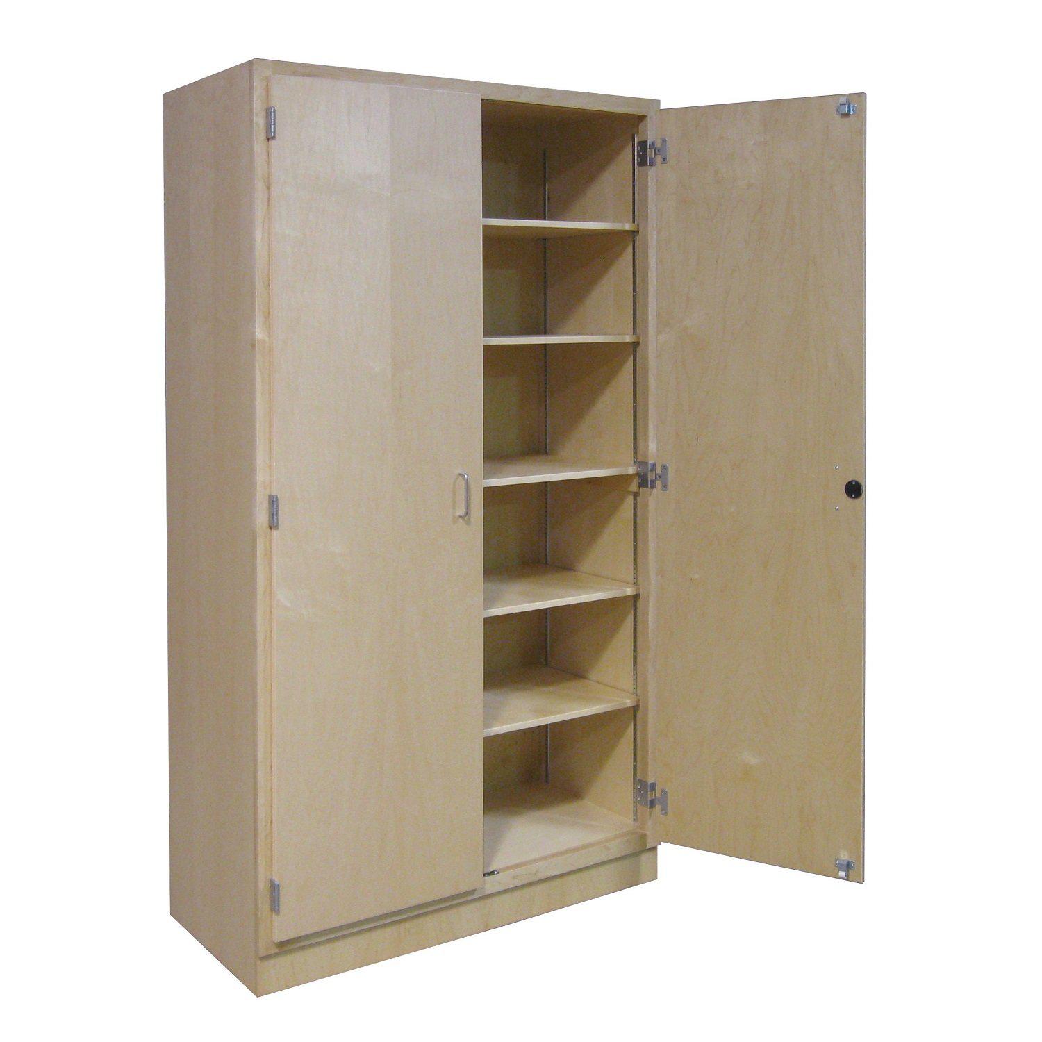 Tall Storage Cabinet, Fixed Center Shelf, 4 Adjustable Shelves, 48"W x 22"D x 84"H