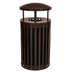 Streetscape Outdoor Trash Receptacle with Canopy, 45-Gallon Capacity