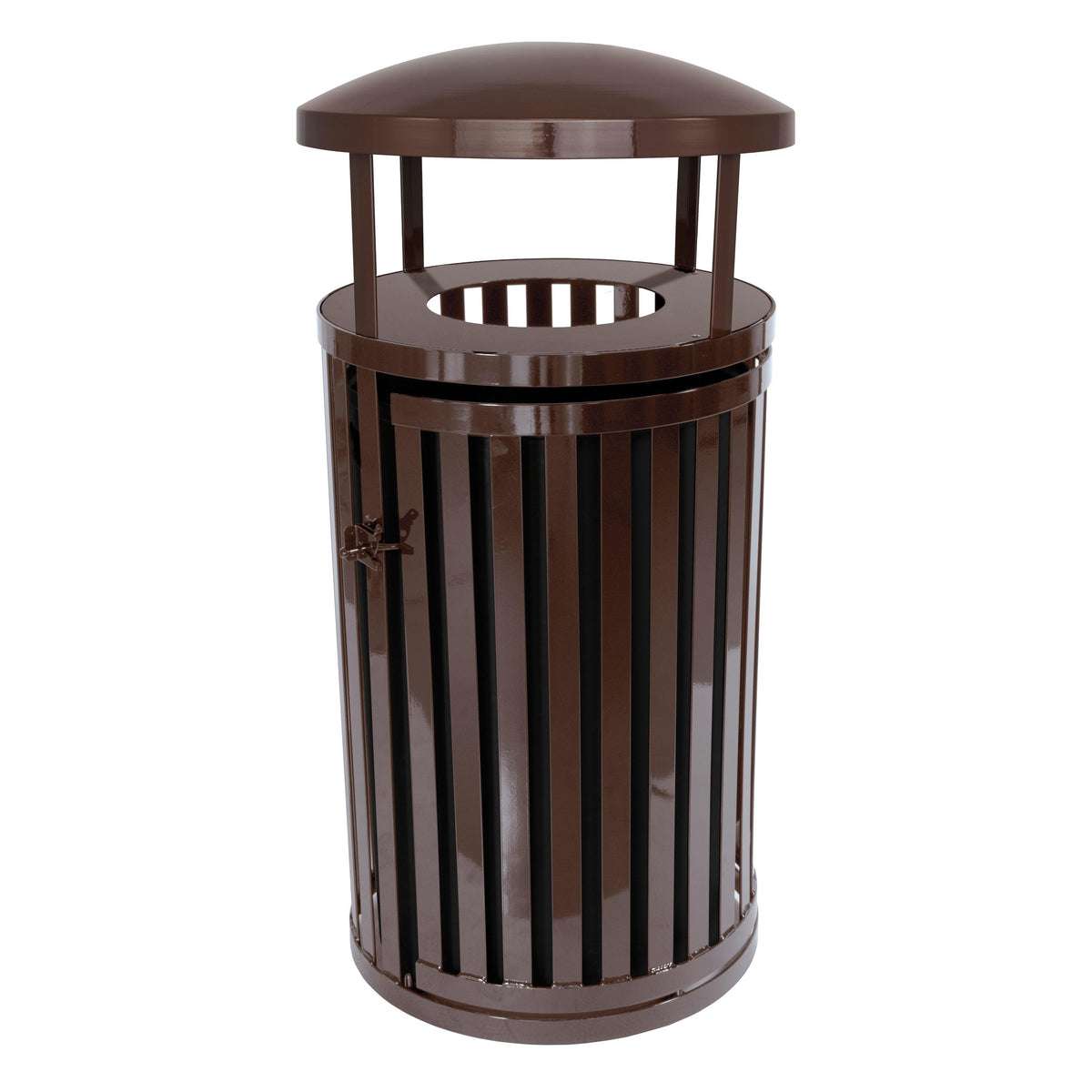 Streetscape Outdoor Trash Receptacle with Canopy and Door, 45-Gallon Capacity