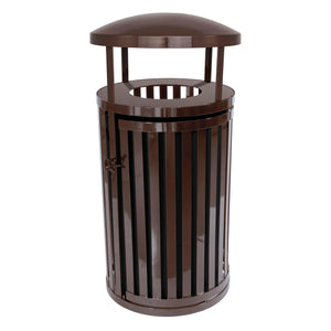 Streetscape Outdoor Trash Receptacle with Canopy and Door, 45-Gallon Capacity