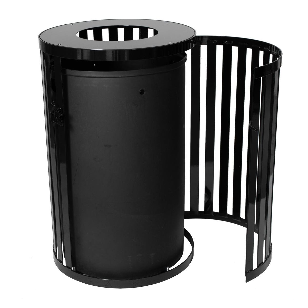 Streetscape Outdoor Trash Receptacle with Door, 45-Gallon Capacity