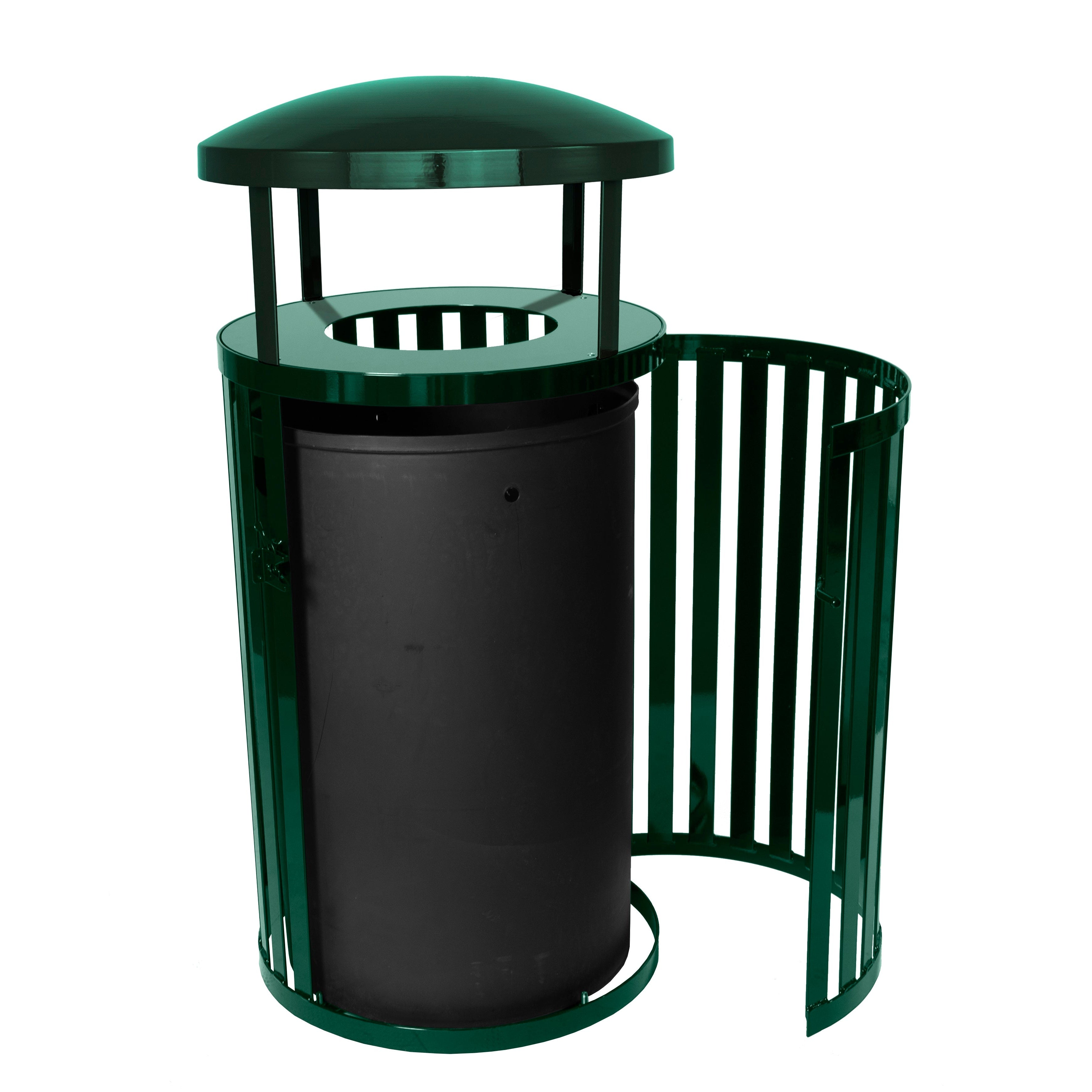 Streetscape Outdoor Trash Receptacle with Canopy and Door
