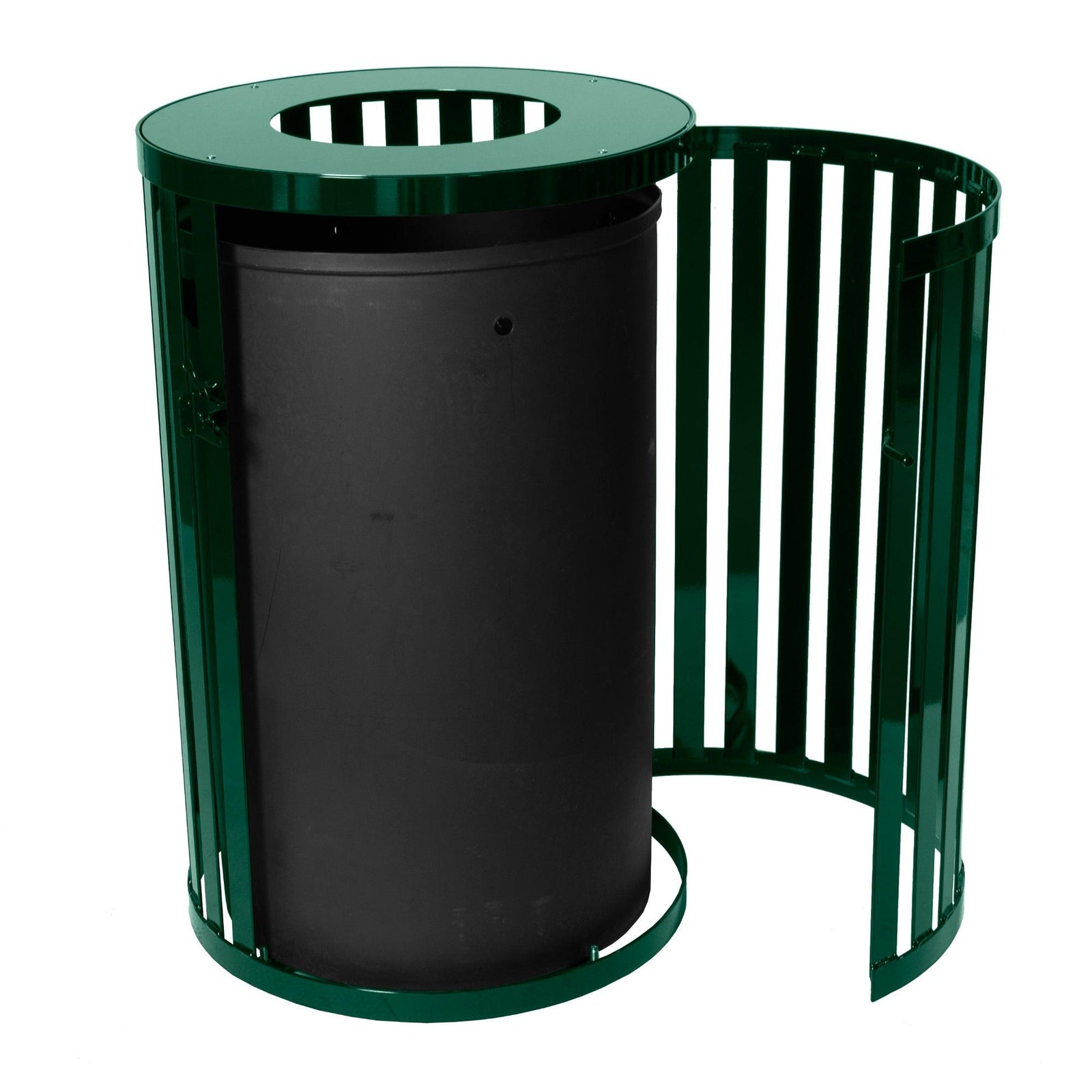 Streetscape Outdoor Trash Receptacle with Door, 45-Gallon Capacity