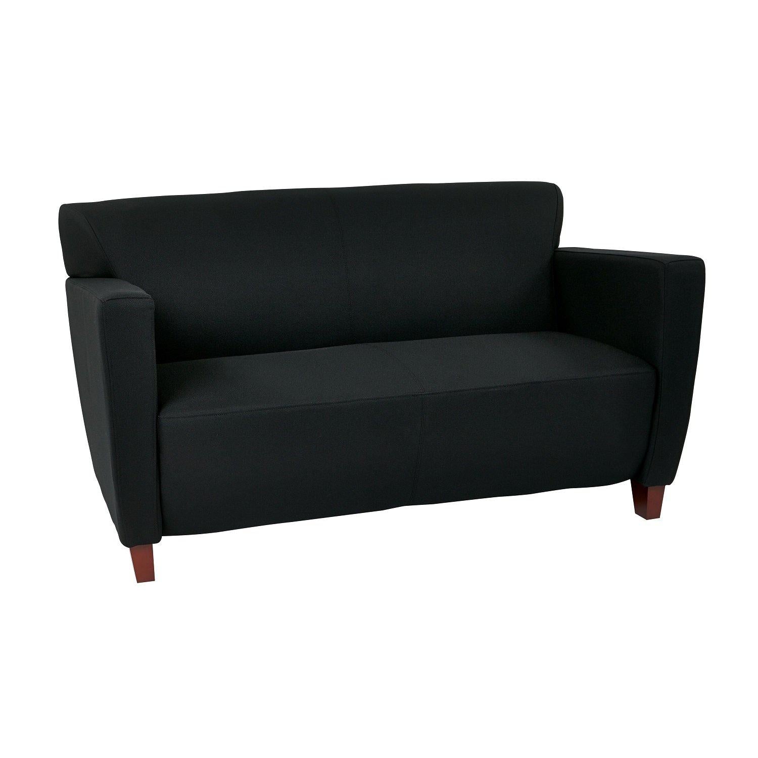 SF Series Fabric Loveseat With Cherry Finish legs