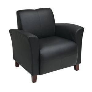 Breeze Bonded Leather Club Chair with Cherry Finish Legs