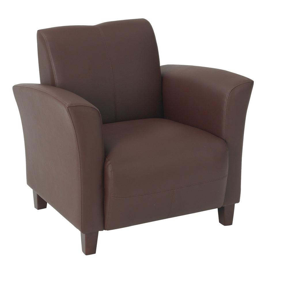 Breeze Bonded Leather Club Chair with Cherry Finish Legs NextGen