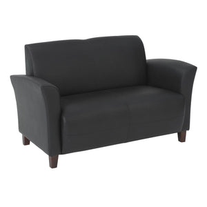 Breeze Bonded Leather Loveseat with Cherry Finish Legs