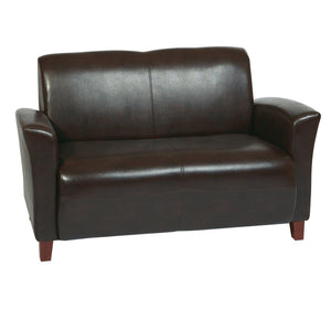 Breeze Bonded Leather Loveseat with Cherry Finish Legs