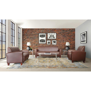 Breeze Bonded Leather Sofa with Cherry Finish Legs