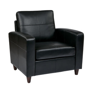 Bonded Leather Club Chair With Espresso Finish Legs