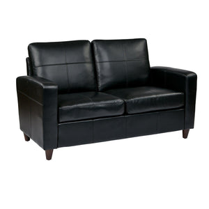 Bonded Leather Loveseat With Espresso Finish Legs