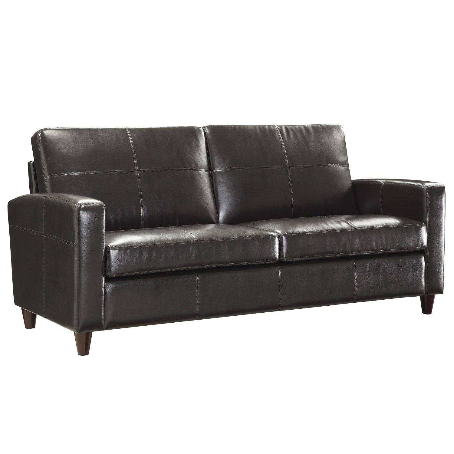 Bonded Leather Sofa With Espresso Finish Legs