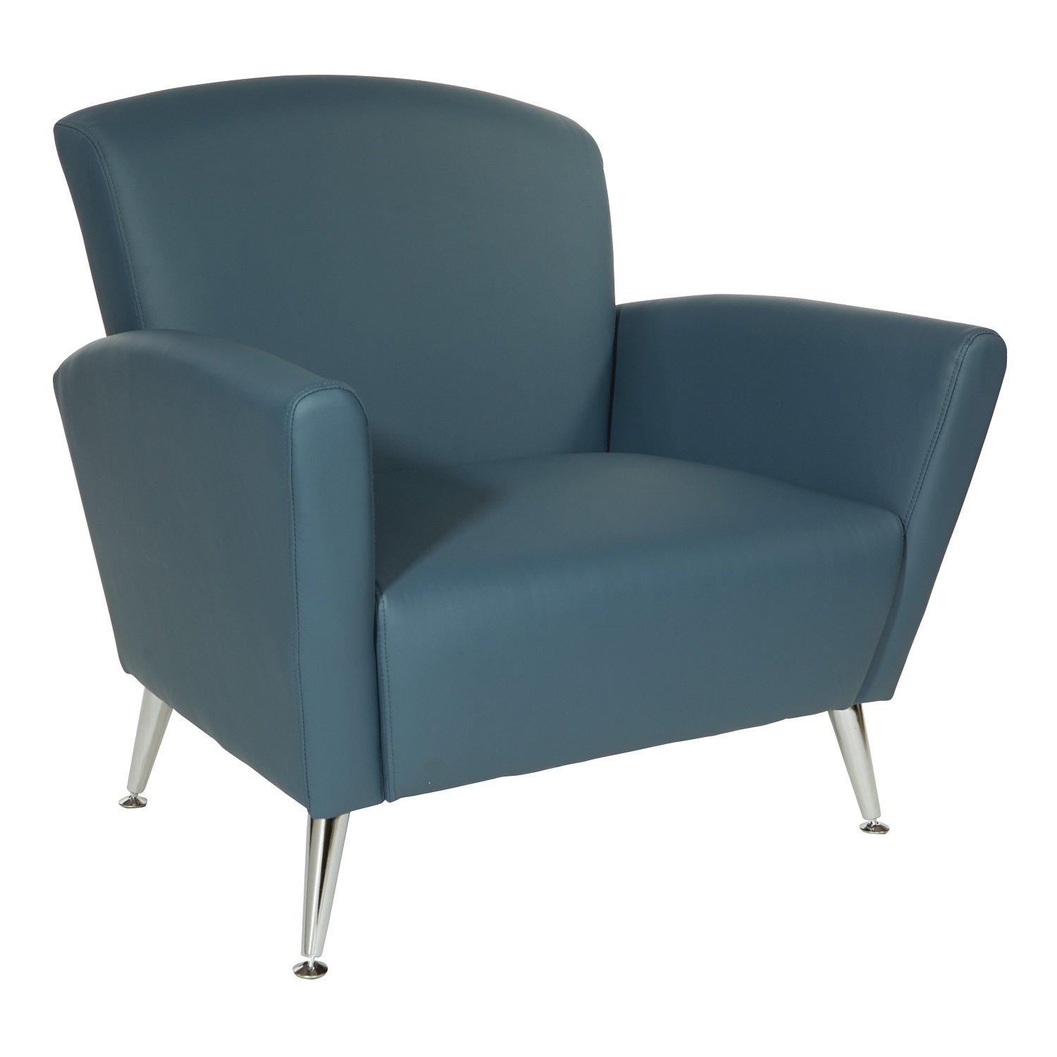 Club Chair with Antimicrobial Vinyl Upholstery, Chrome Legs