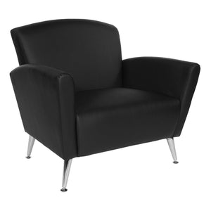 Club Chair with Antimicrobial Vinyl Upholstery, Chrome Legs