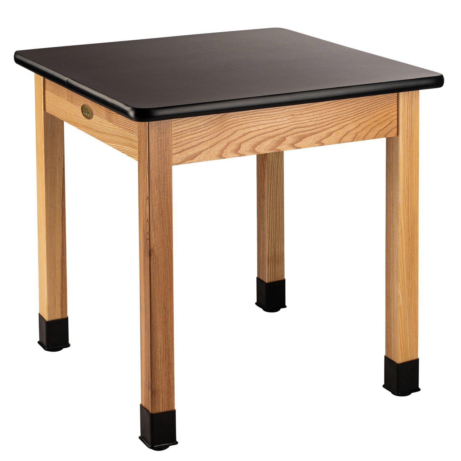 Personal Science Lab Table, Wood Frame, 30"x30"x36" H, Black High Pressure Laminate Top