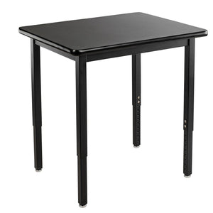 Heavy-Duty Height-Adjustable Utility Table, Black Frame, 30" x 36", High-Pressure Laminate Top with T-Mold Edge