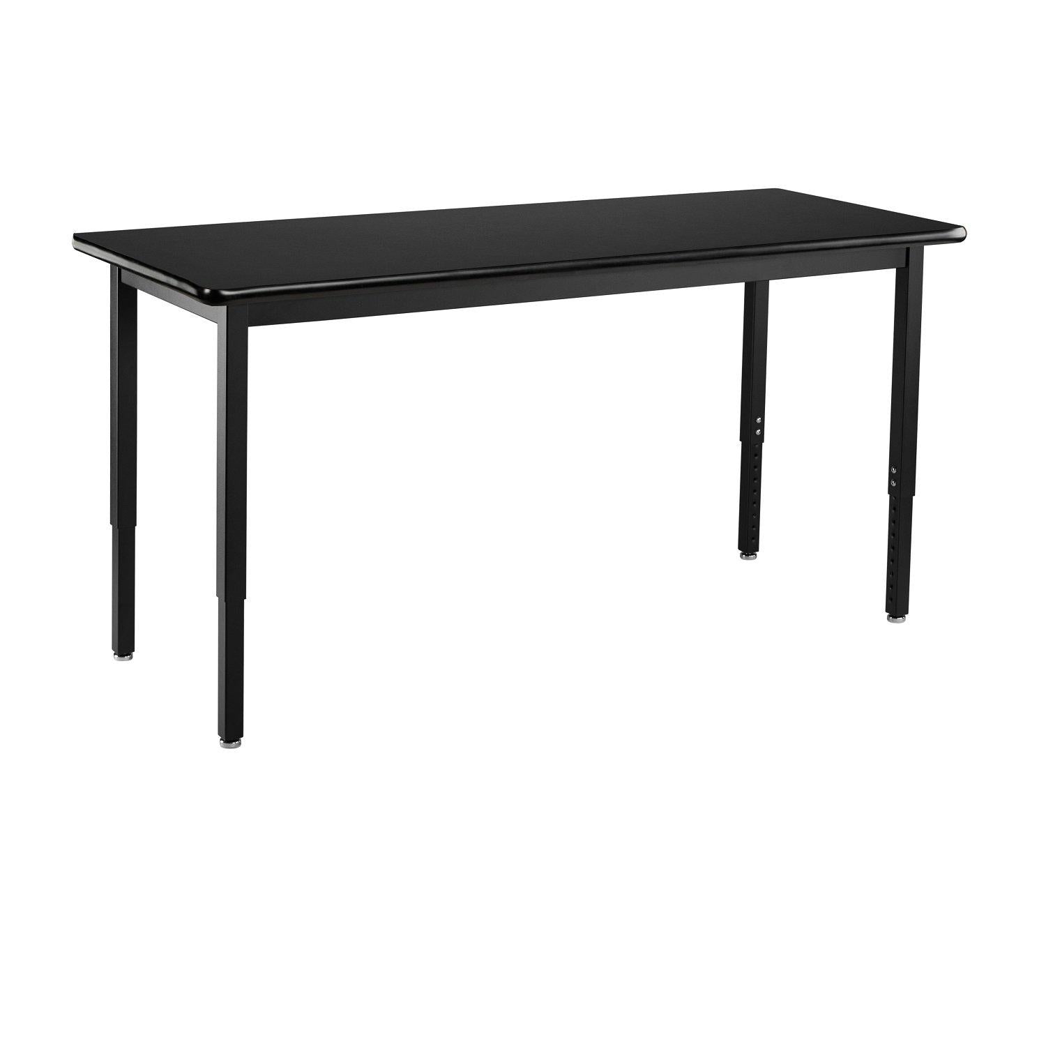 Heavy-Duty Height-Adjustable Utility Table, Black Frame, 24" x 48", High-Pressure Laminate Top with T-Mold Edge