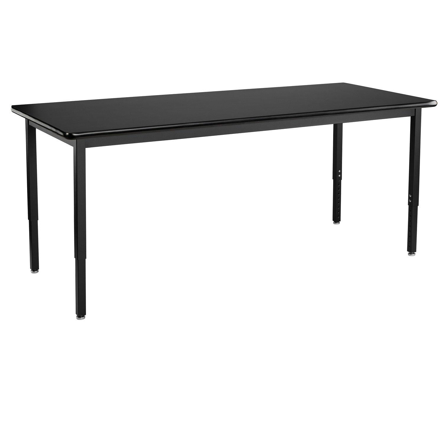 Heavy-Duty Height-Adjustable Utility Table, Black Frame, 24" x 84", High-Pressure Laminate Top with T-Mold Edge
