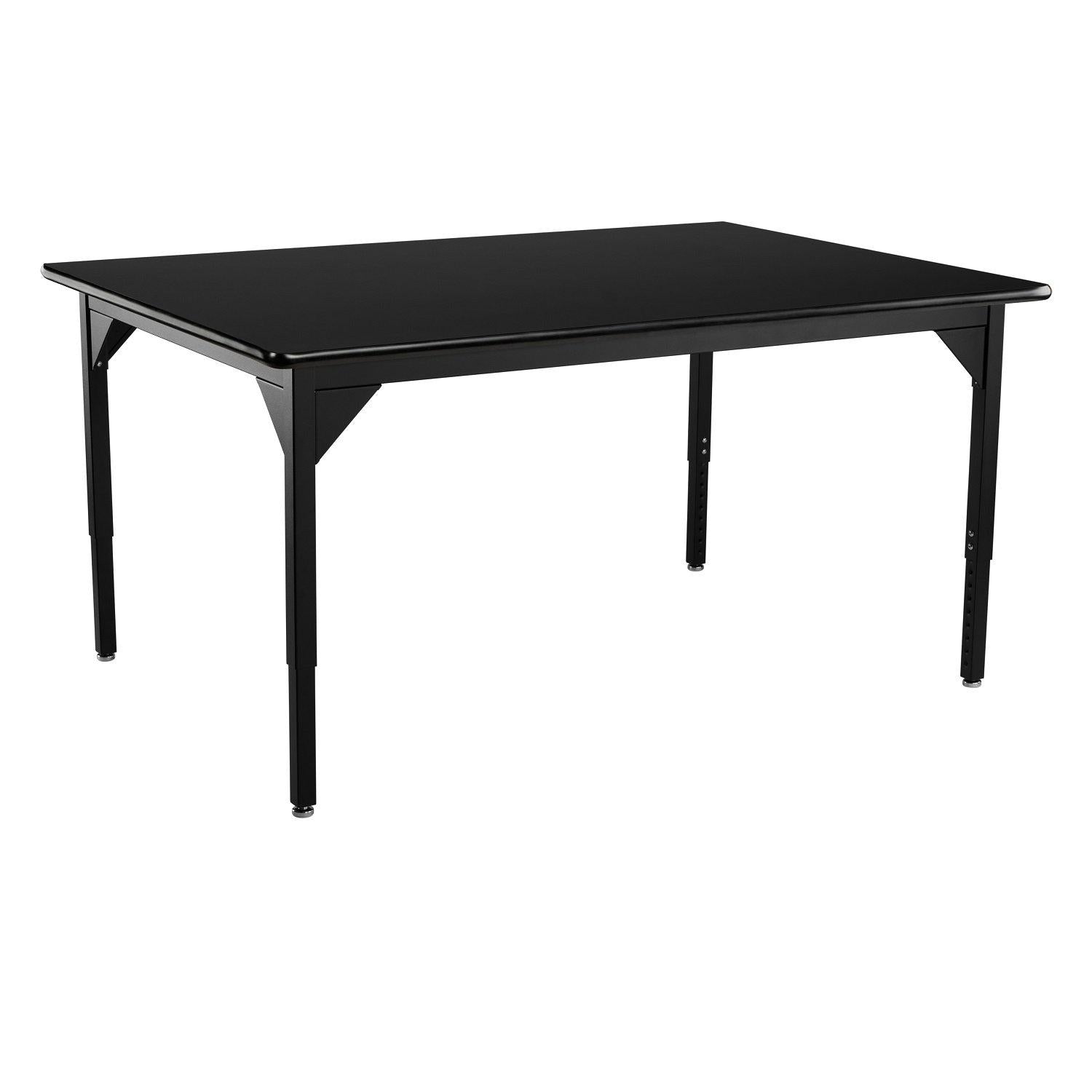 Heavy-Duty Height-Adjustable Utility Table, Black Frame, 42" x 42", High-Pressure Laminate Top with T-Mold Edge