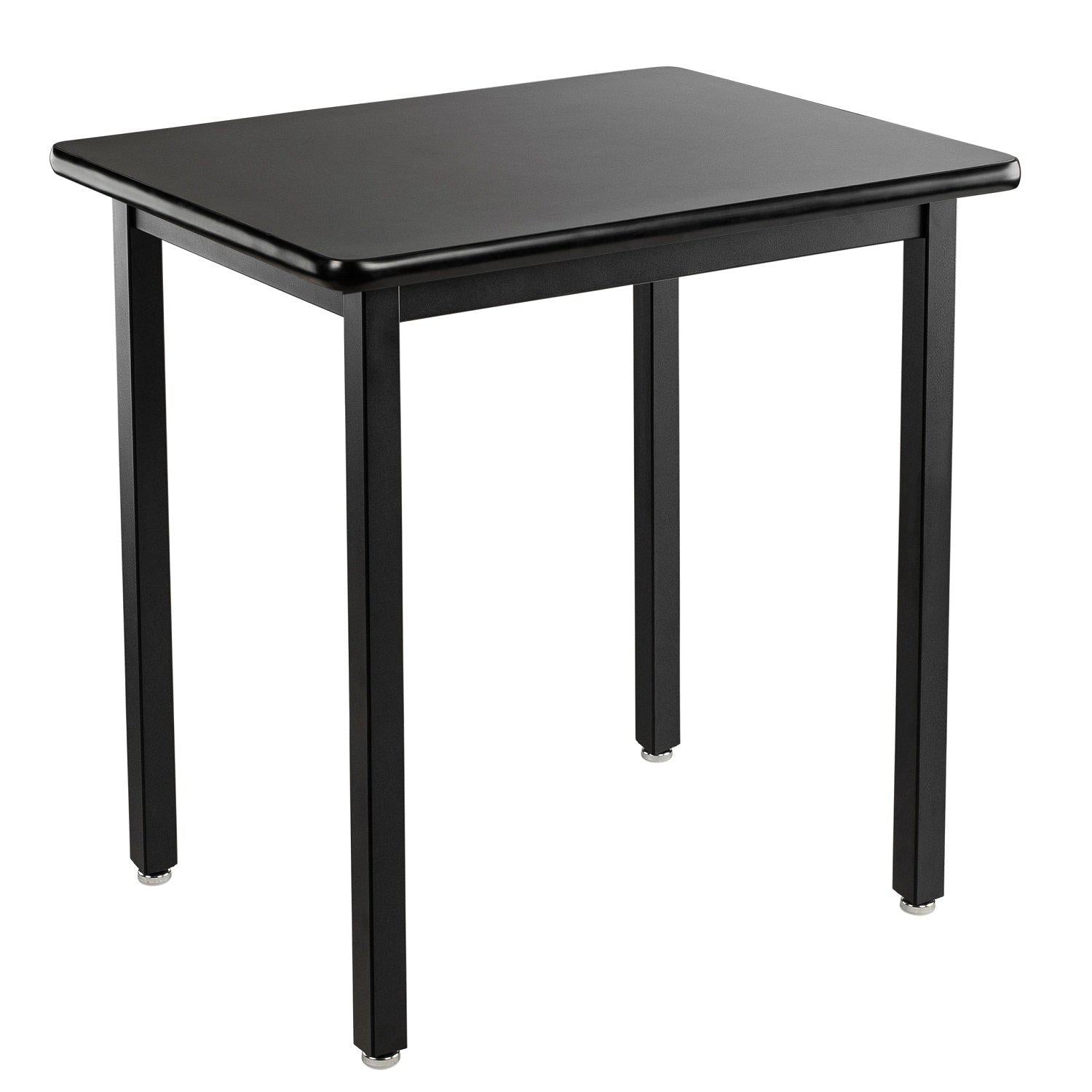 Heavy-Duty Fixed Height Utility Table, Black Frame, 30" x 30", High-Pressure Laminate Top with T-Mold Edge