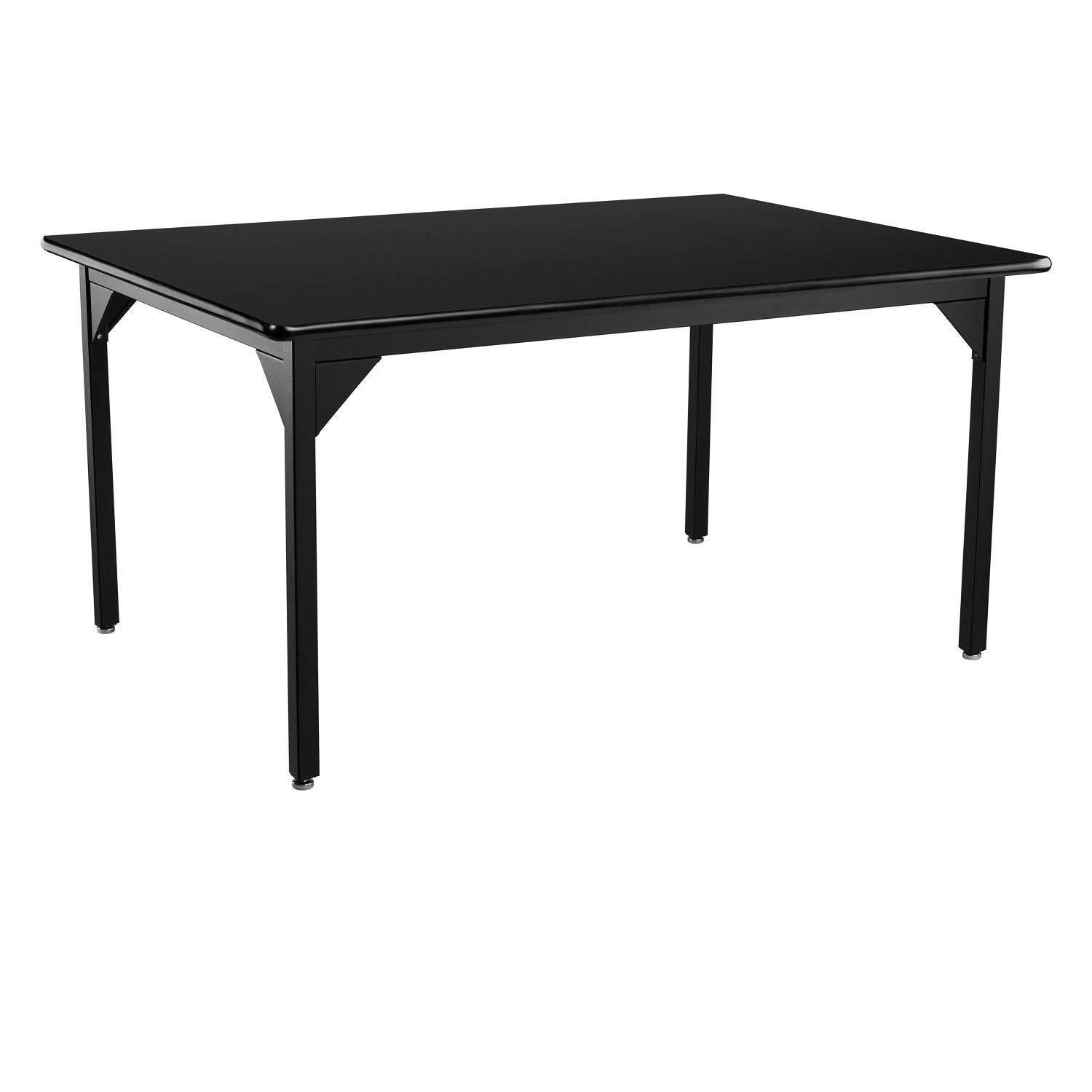 Heavy-Duty Fixed Height Utility Table, Black Frame, 42" x 42", High-Pressure Laminate Top with T-Mold Edge