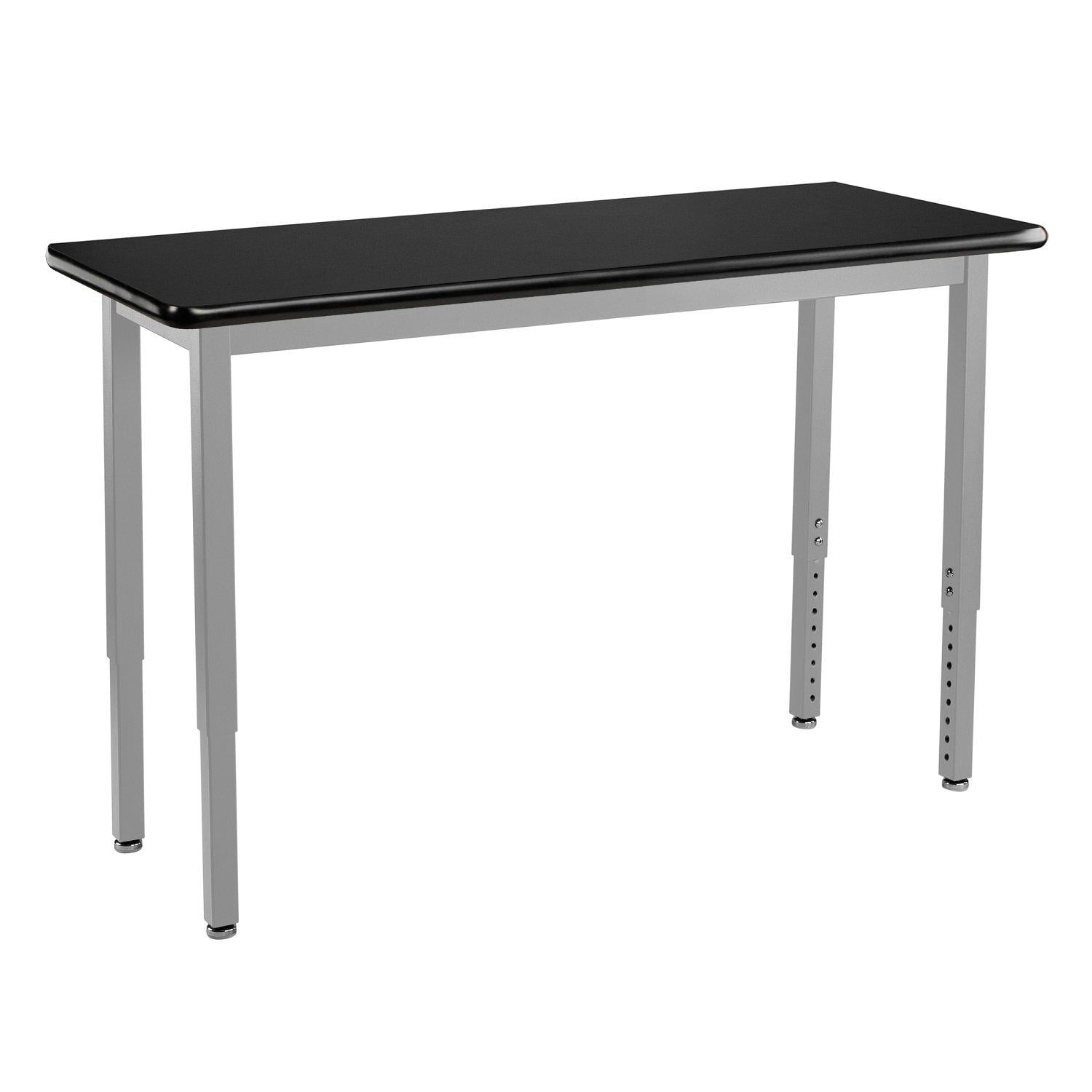 Heavy-Duty Height-Adjustable Utility Table, Soft Grey Frame, 18" x 48", High-Pressure Laminate Top with T-Mold Edge