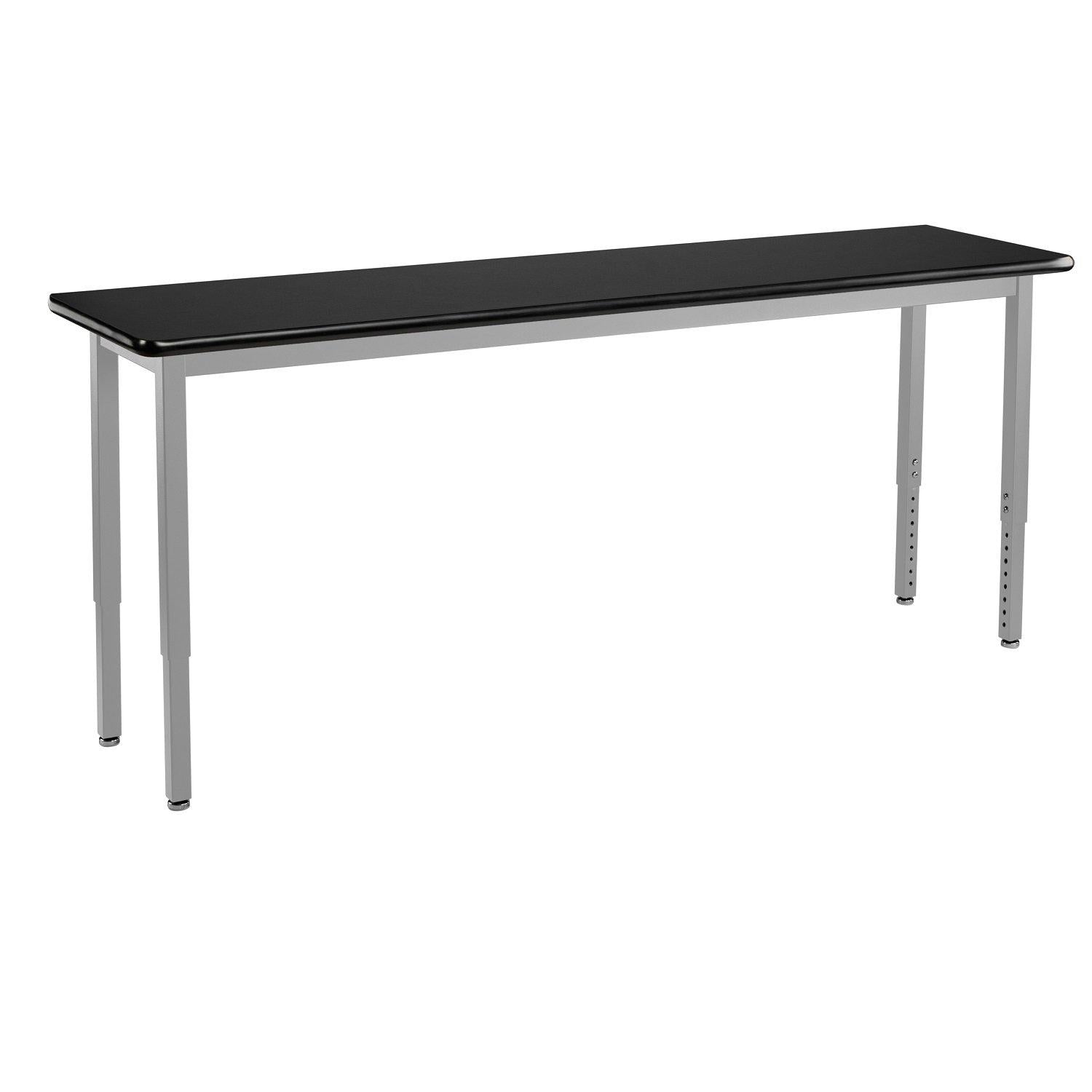 Heavy-Duty Height-Adjustable Utility Table, Soft Grey Frame, 18" x 72", High-Pressure Laminate Top with T-Mold Edge