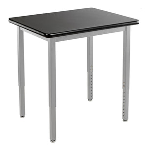 Heavy-Duty Height-Adjustable Utility Table, Soft Grey Frame, 24" x 24", High-Pressure Laminate Top with T-Mold Edge