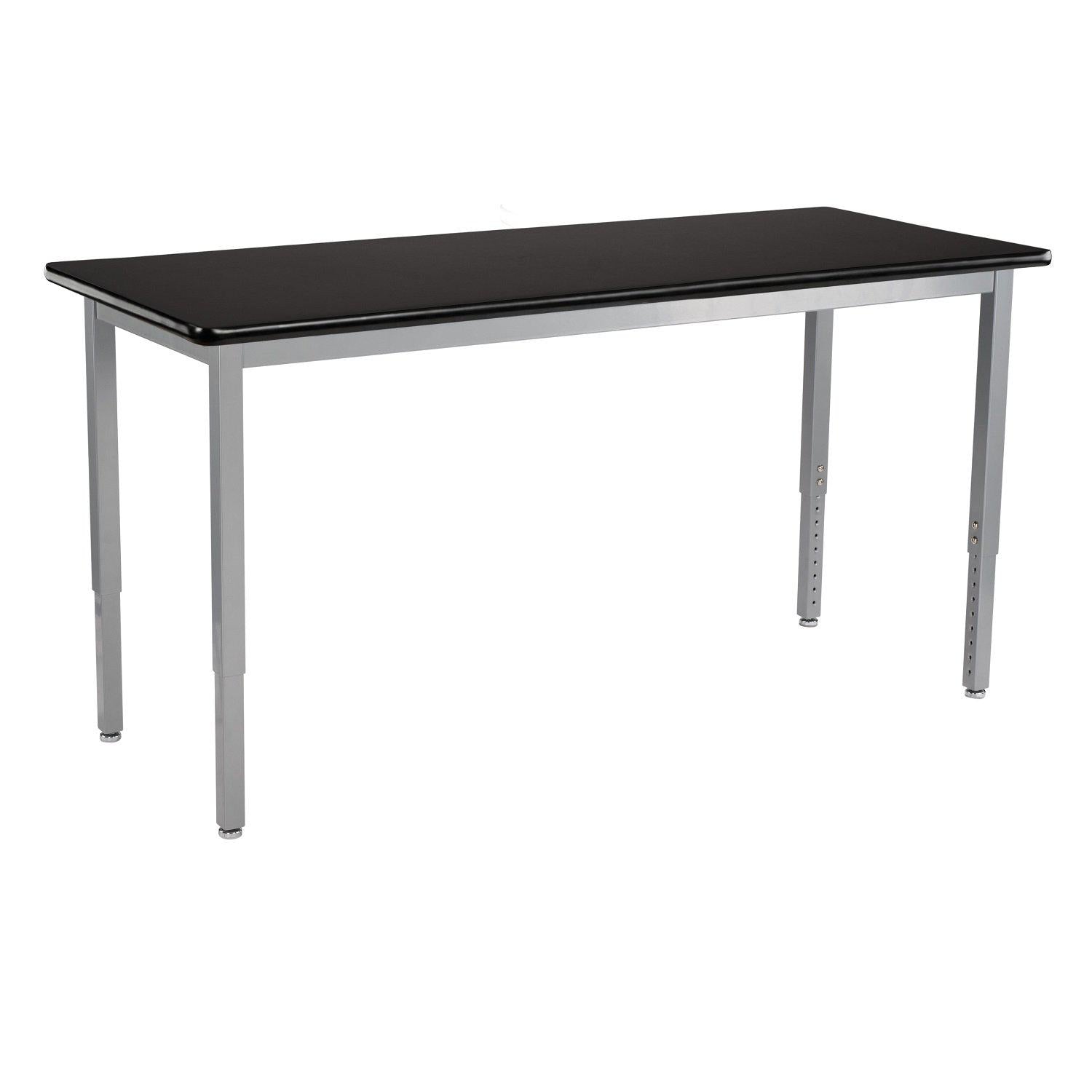 Heavy-Duty Height-Adjustable Utility Table, Soft Grey Frame, 30" x 48", High-Pressure Laminate Top with T-Mold Edge