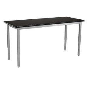 Heavy-Duty Height-Adjustable Utility Table, Soft Grey Frame, 30" x 60", High-Pressure Laminate Top with T-Mold Edge