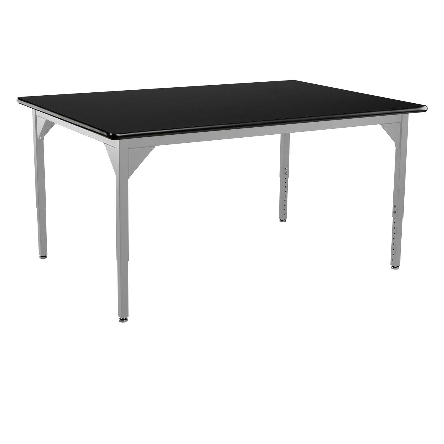 Heavy-Duty Height-Adjustable Utility Table, Soft Grey Frame, 48" x 48", High-Pressure Laminate Top with T-Mold Edge