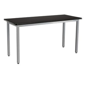 Heavy-Duty Fixed Height Utility Table, Soft Grey Frame, 24" x 48", High-Pressure Laminate Top with T-Mold Edge