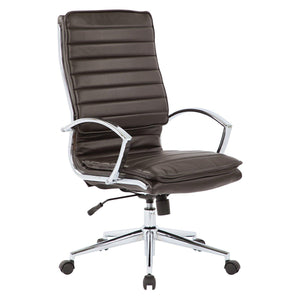 High Back Faux Leather Manager's Chair with Chrome Arms & Base
