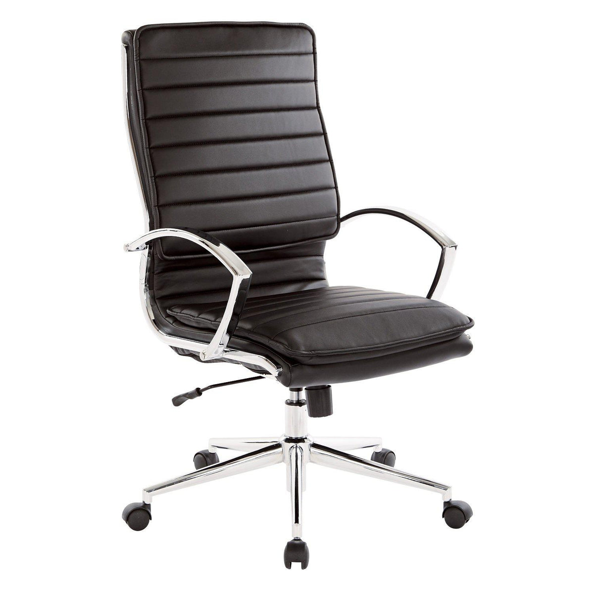 High Back Faux Leather Manager's Chair with Chrome Arms & Base