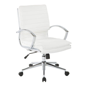 Mid Back Faux Leather Manager's Chair with Chrome Arms & Base