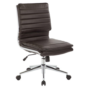 Armless Mid Back Faux Leather Manager's Chair with Chrome Base