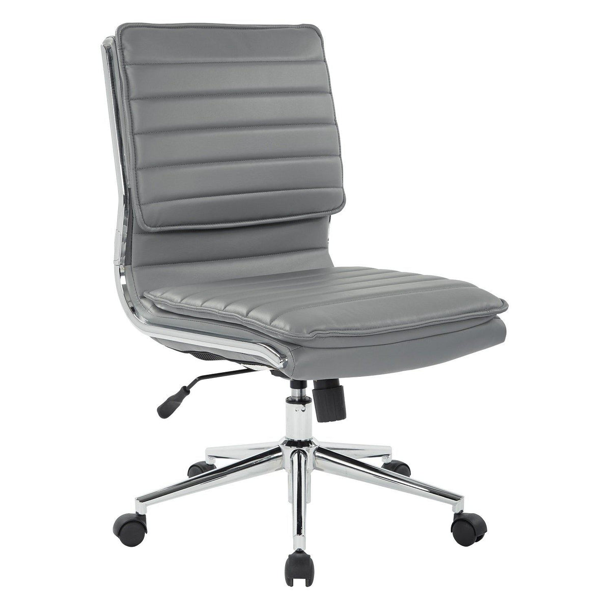 Armless Mid Back Faux Leather Manager's Chair with Chrome Base