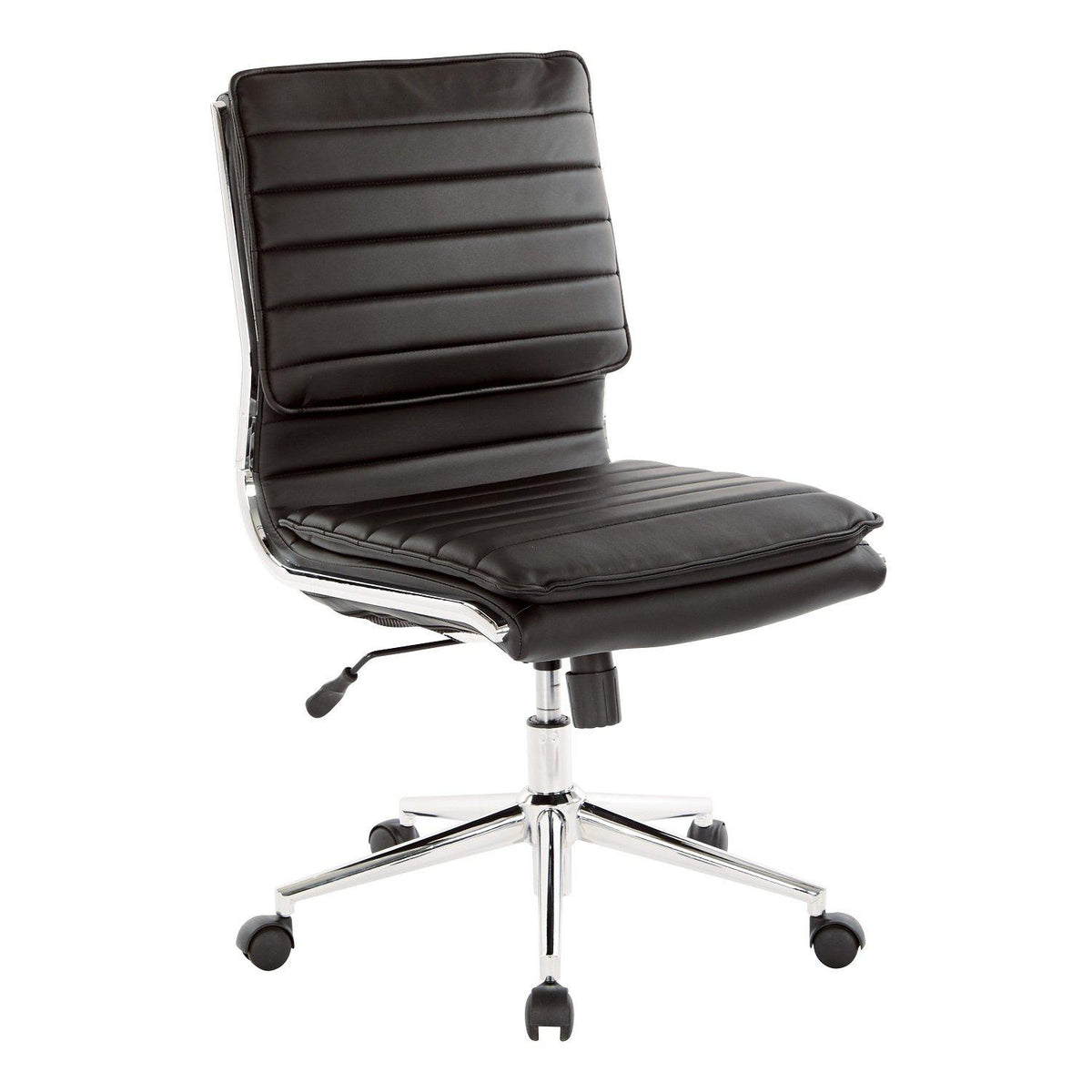 Armless Mid Back Faux Leather Manager's Chair with Chrome Base