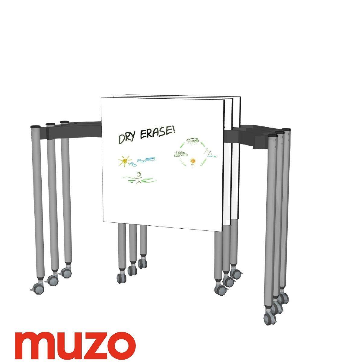 Muzo Tall Kite® Standing Height Mobile Dry-Erase Flip-Top Folding/Nesting Table, Small Rectangle, 29.5" W x 25.5" D