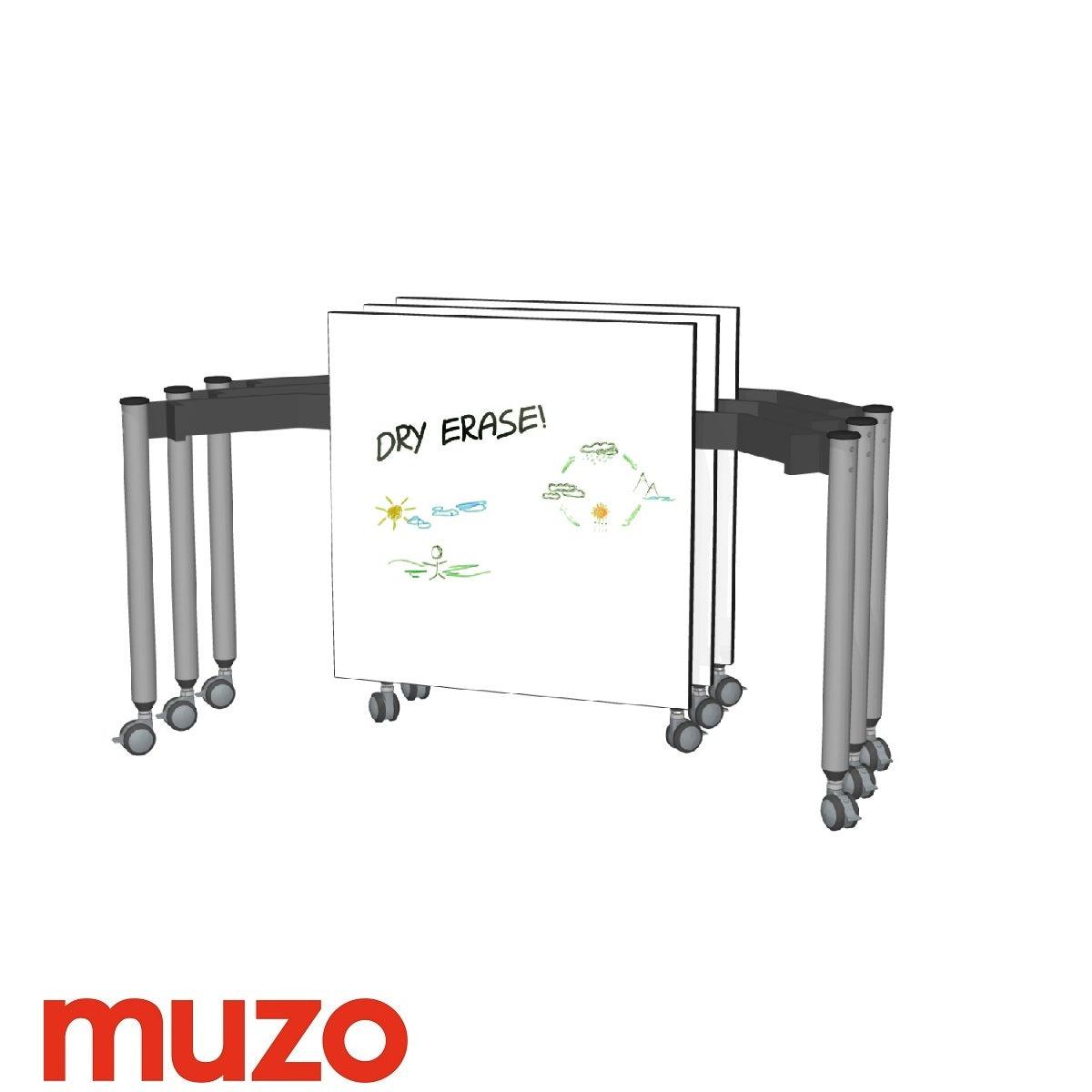 Muzo Kite® Mobile Dry-Erase Flip-Top Folding/Nesting Table, Small Rectangle, 29.5" W x 25.5" D