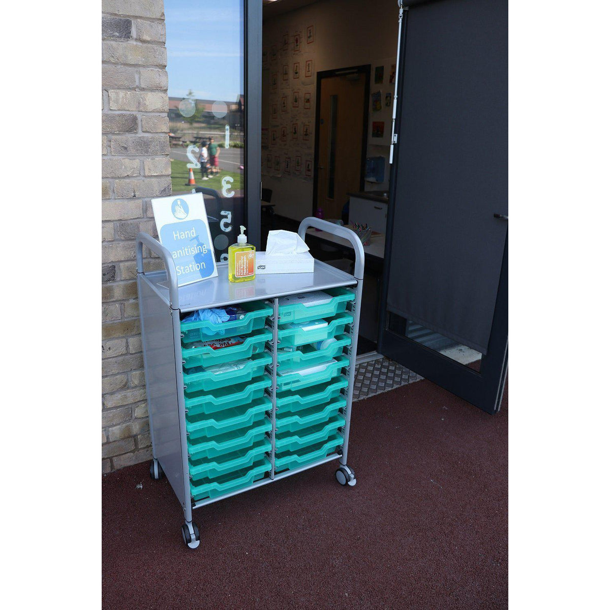 Antimicrobial Callero Plus Double Cart With 16 Shallow Trays, FREE SHIPPING