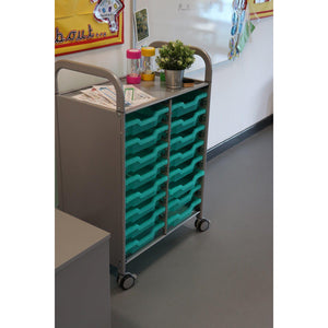 Antimicrobial Callero Plus Double Cart With 16 Shallow Trays, FREE SHIPPING