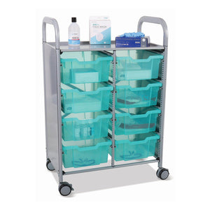 Antimicrobial Callero Plus Double Cart With 8 Deep Trays, FREE SHIPPING