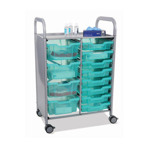Antimicrobial Callero Plus Double Cart With 8 Shallow Trays and 4 Deep Trays, FREE SHIPPING