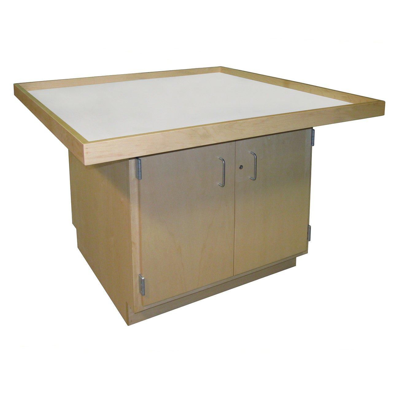 STEM Robotics Workstation, Double Door Base Cabinets, 48" x 60" Lipped Top, 32" High