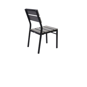 Seaside Collection Outdoor/Indoor Stacking Aluminum Side Chair with Gray Synthetic Teak Seat and Back