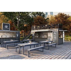 Seaside Collection Outdoor/Indoor 59" x 27.5" Picnic Table, Aluminum Frame with Gray Synthetic Teak Top