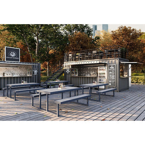Seaside Collection Outdoor/Indoor 72" x 27.5" Picnic Table, Aluminum Frame with Gray Synthetic Teak Top