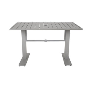 South Beach Collection Outdoor/Indoor 32" x 48" Titanium Silver Aluminum Dining Height Table with Umbrella Hole